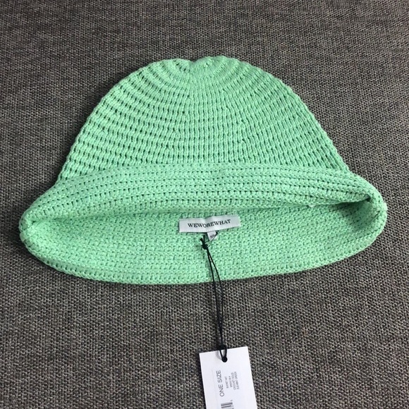 WE Wore What Crochet Solid ZLB Mint Green Bucket Hat Bohemian 100% Cotton - Picture 6 of 13